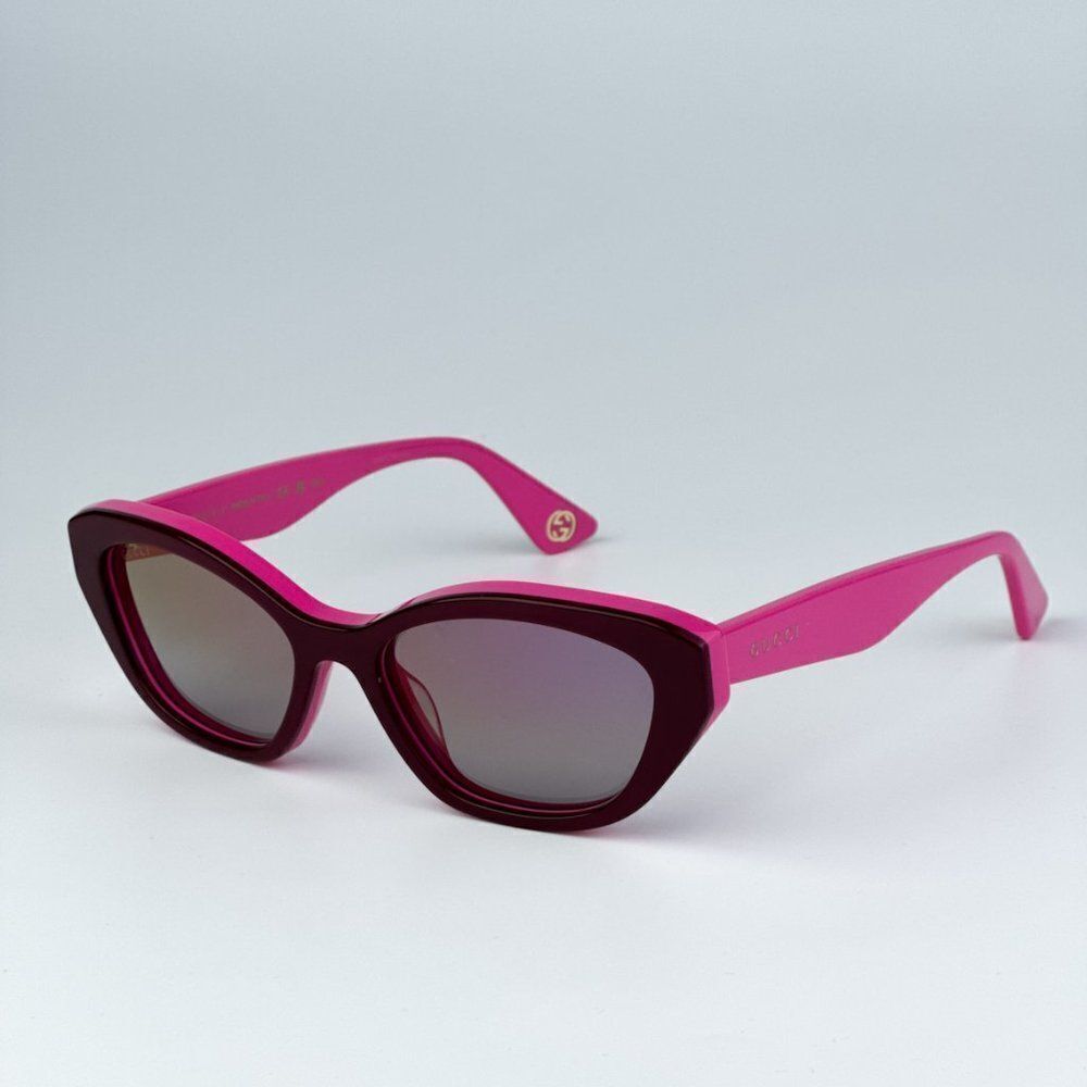 SALE! NEW Gucci GG1638S 003 Burgundy Fuchsia Mirrored Women Cat Eye Sunglasses - Picture 1 of 9